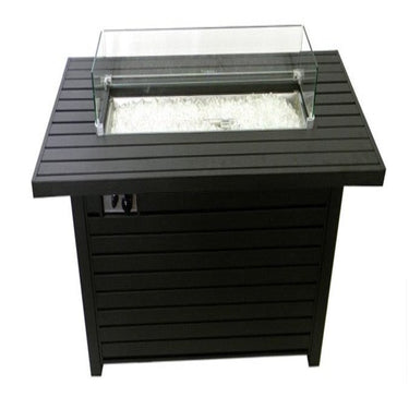 AZ Patio Heaters Rectangular Black Mocha Fire Pit With Wind Screen